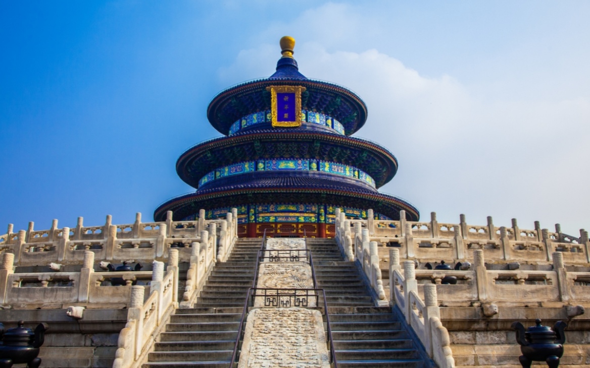 This picture shows the main buildings of the Temple of Heaven in Beijing.