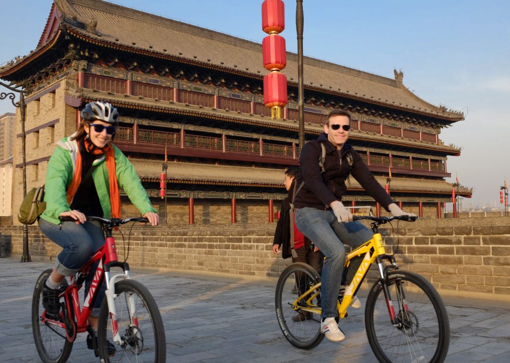 Cycling the ancient city walls in Xian