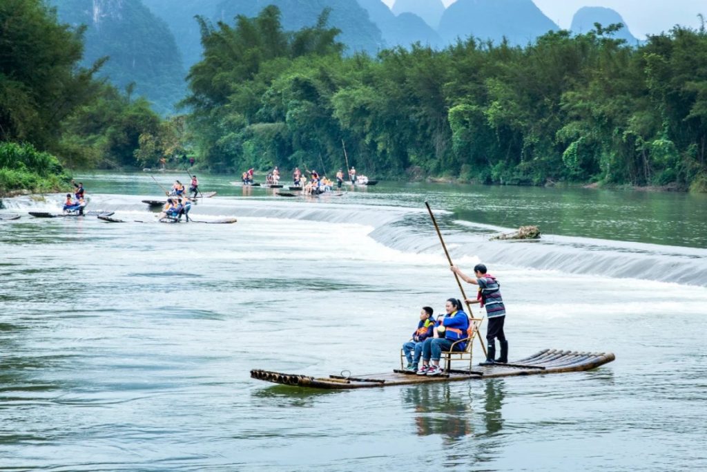 Experience bamboo rafting in Yangshuo