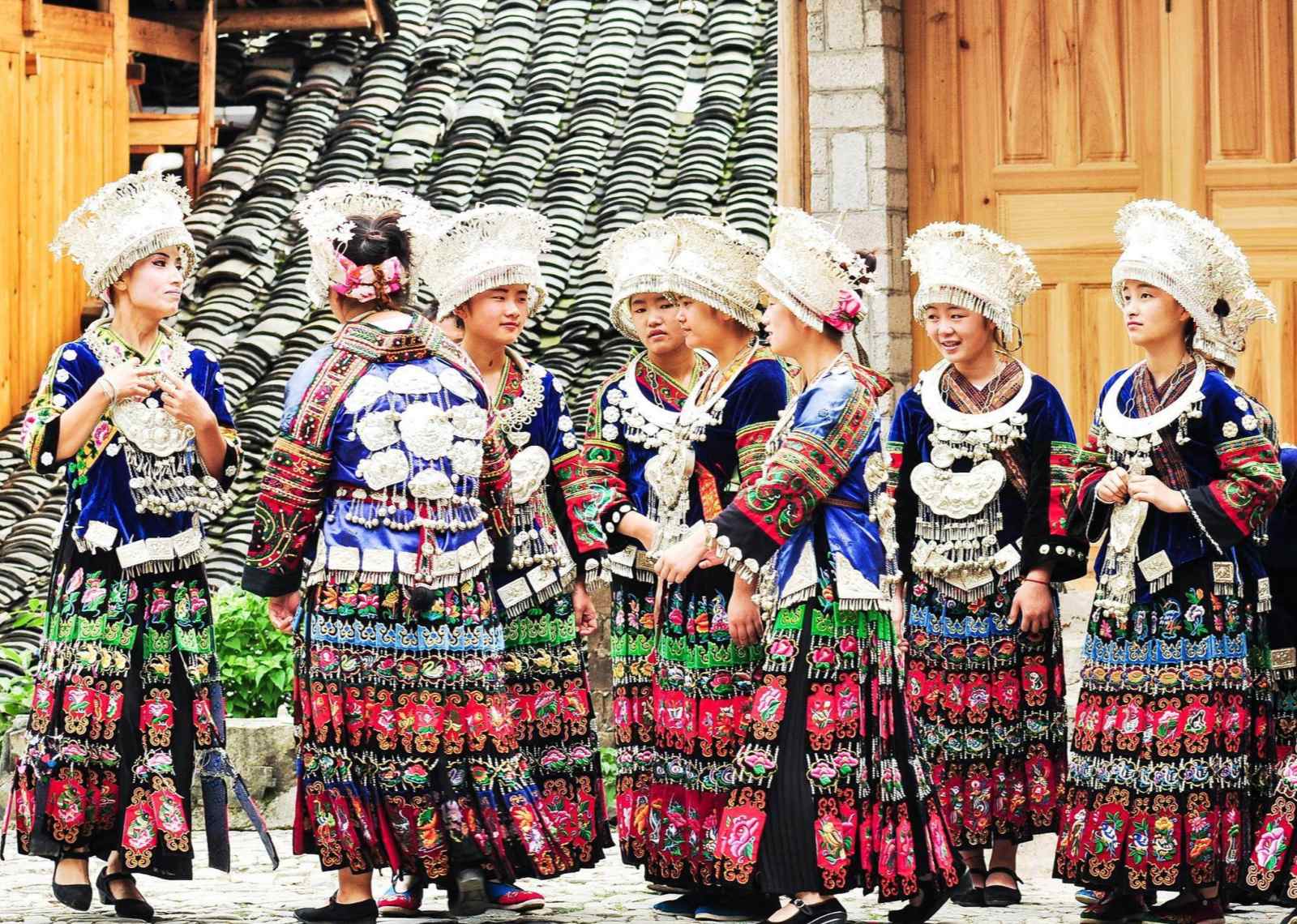 Miao People Dressed in Ethic Costumes