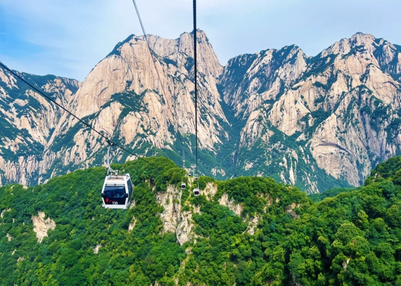 Take Cable car at Mount Huashan