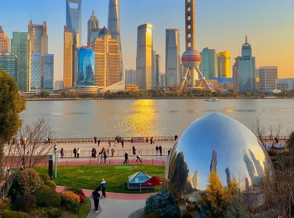 The riverside walkway on the Bund in Shanghai