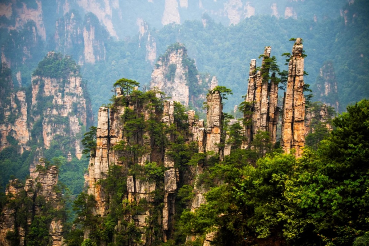 The serene landscapes surrounding Wulingyuan Town, a stone's throw from the national park