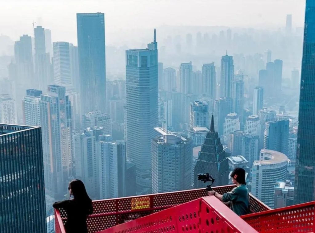 The view from the Chongqing Eye looking down below