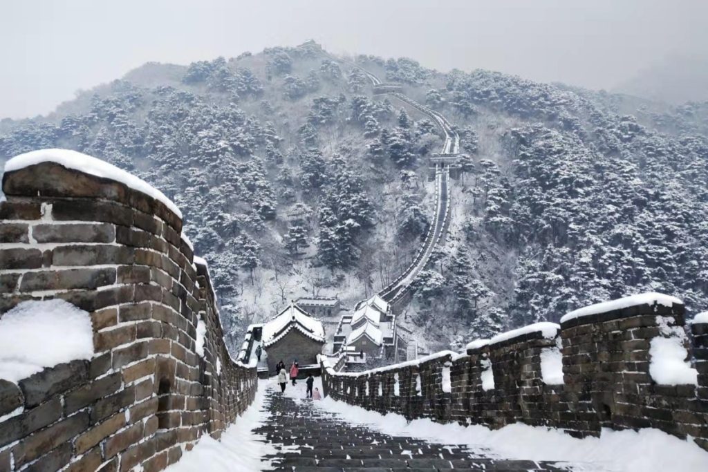 Walk on a Snowy Great Wall