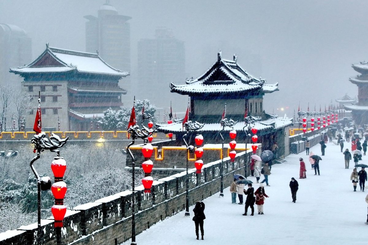Xian Ancient City Wall in Winter