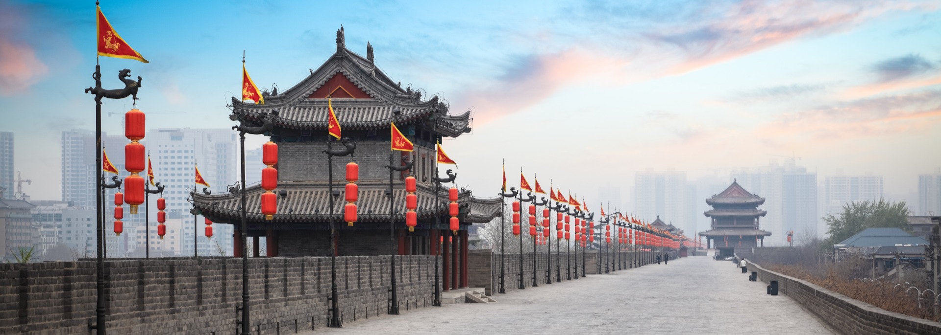 xian ancient city wall at dusk Xian Ancient City Wall