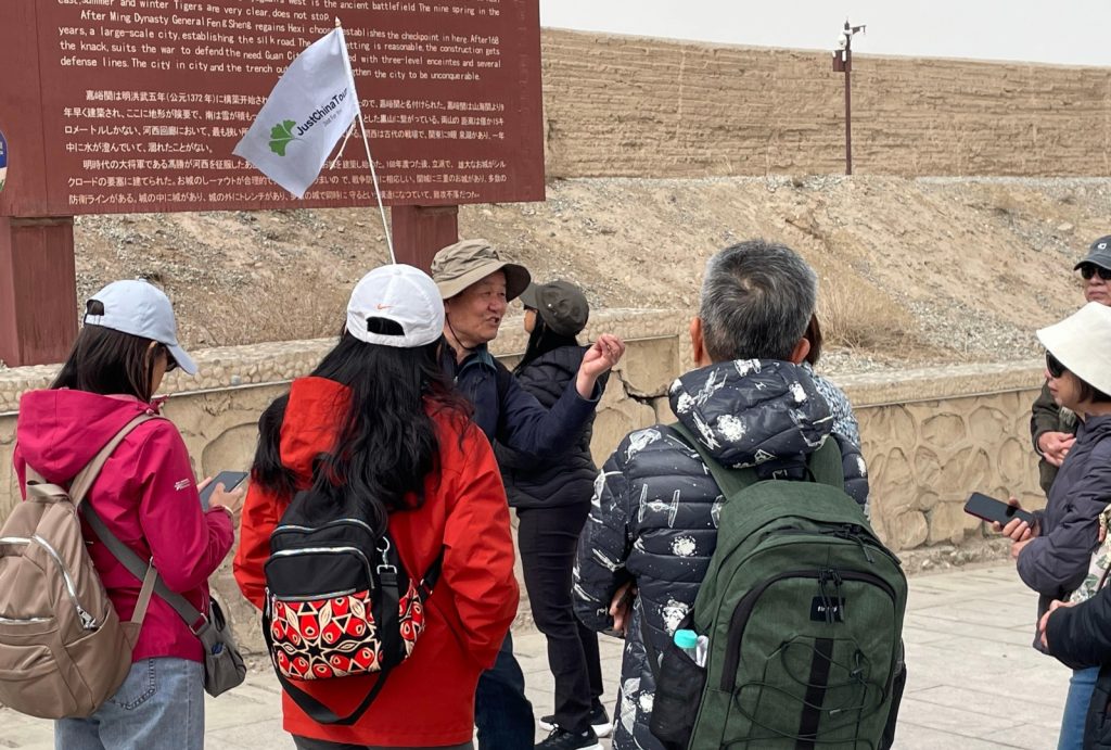 
Our professional tour guide is introducing history about JiaYuGuan Great Wall to the guests