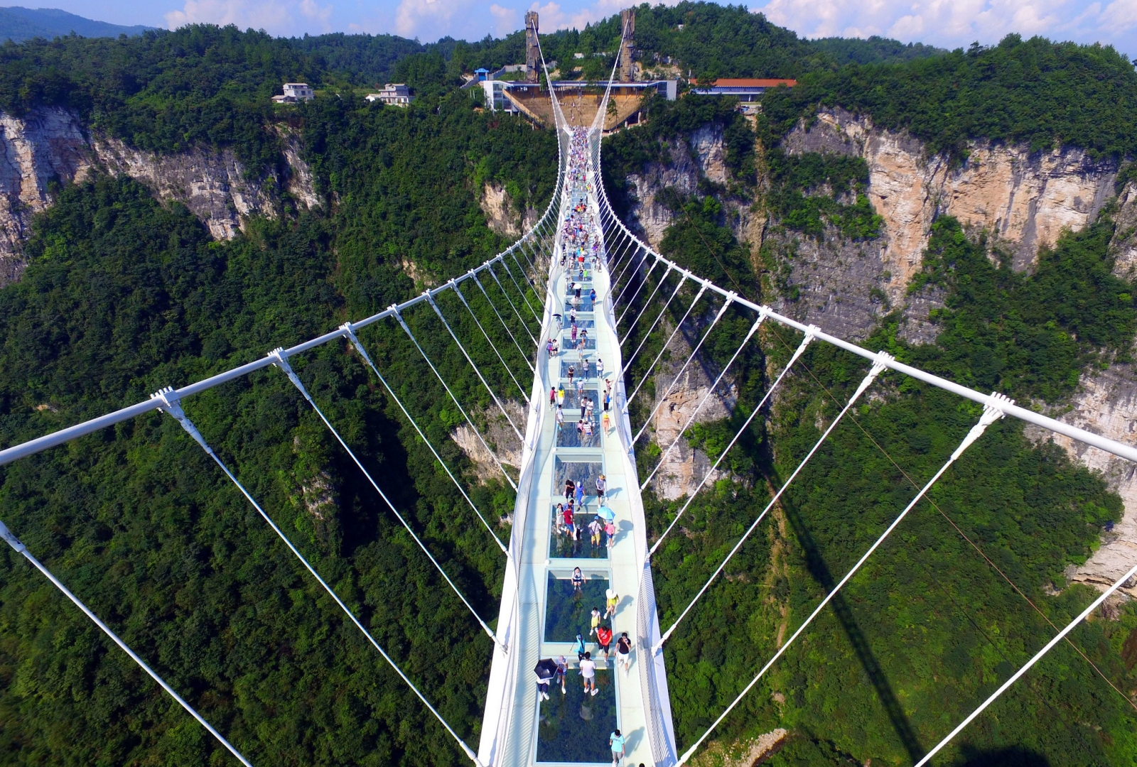 Aerial view of the Zhangjiajie Grand Canyon Glass Bridge
