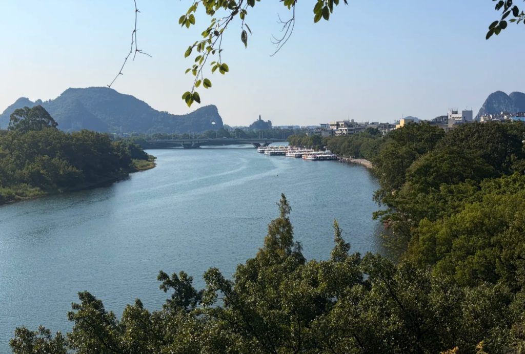 Look across the Li River and central Guilin from the top of the hill