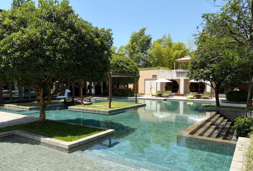 Outdoor swimming pool at Six Senses Qing Cheng Mountain
