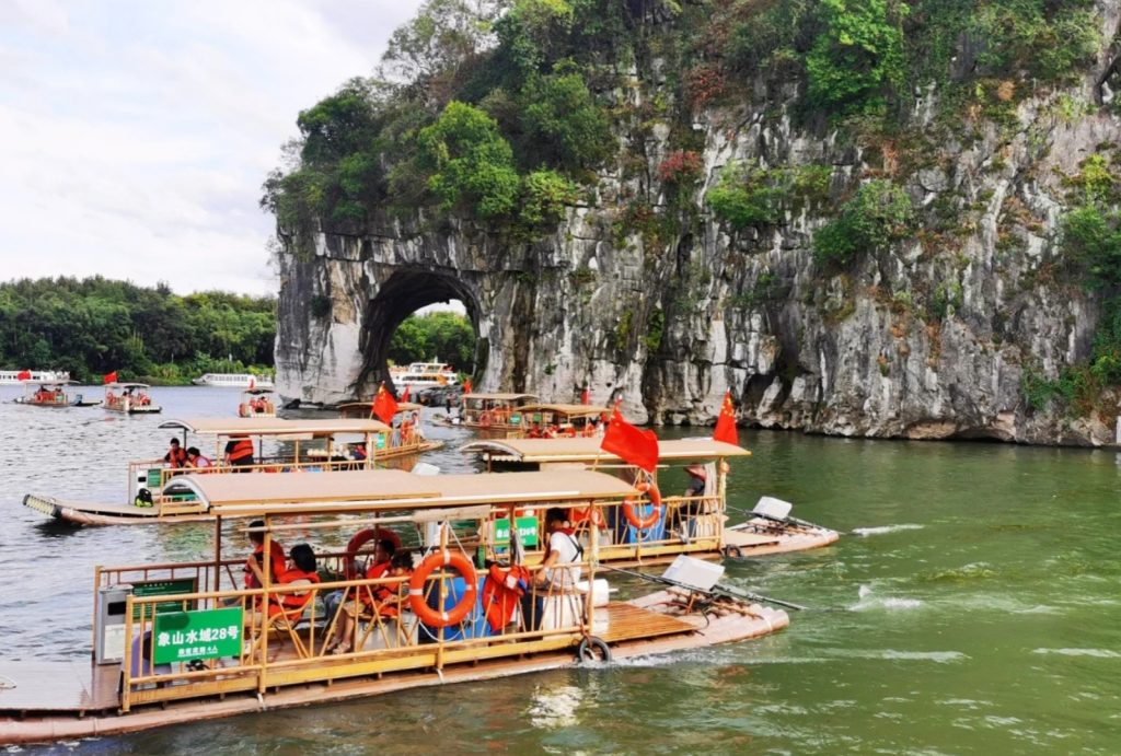Take a short bamboo raft ride