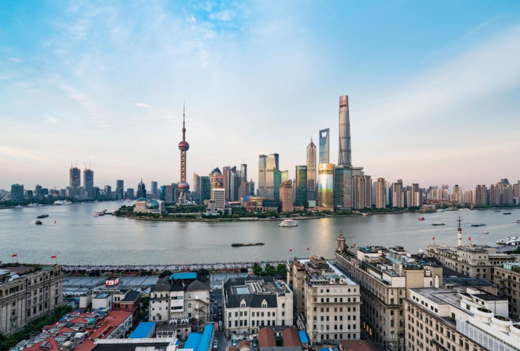 View from the Bund overlooking Huangpu River and Lujiazui skyscrapers, Shanghai